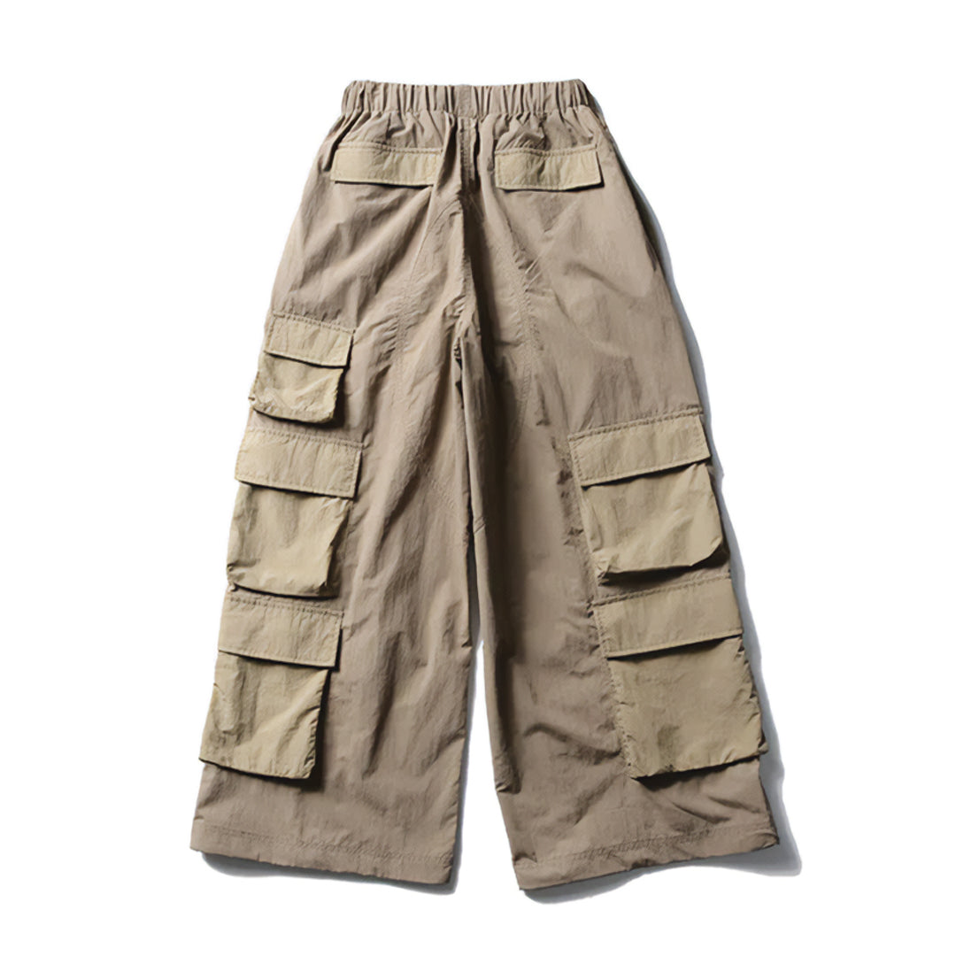 Pantalon Cargo Rayé Horizon Large Avec Poches Multiples Nylon Polyester Résistant À L Eau