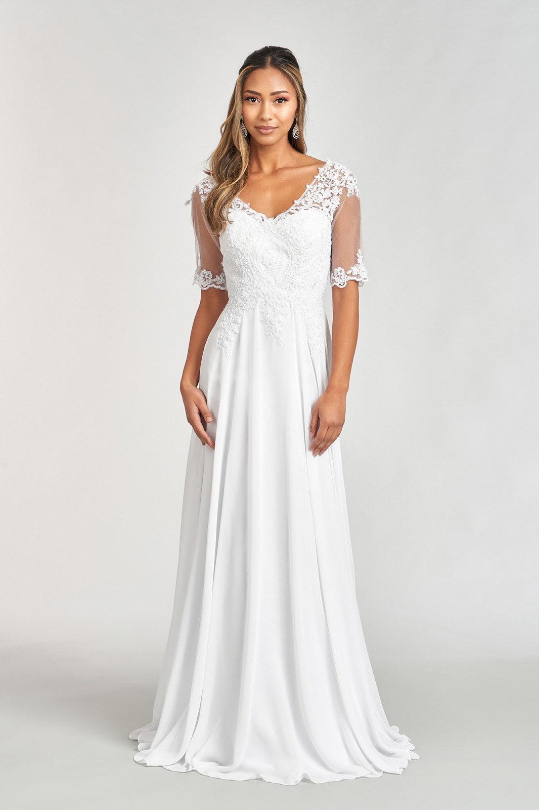 Robe Pour Mère De La Mariée Manches Longues Avec Encolure En V Et Dos En V Pour Cérémonie