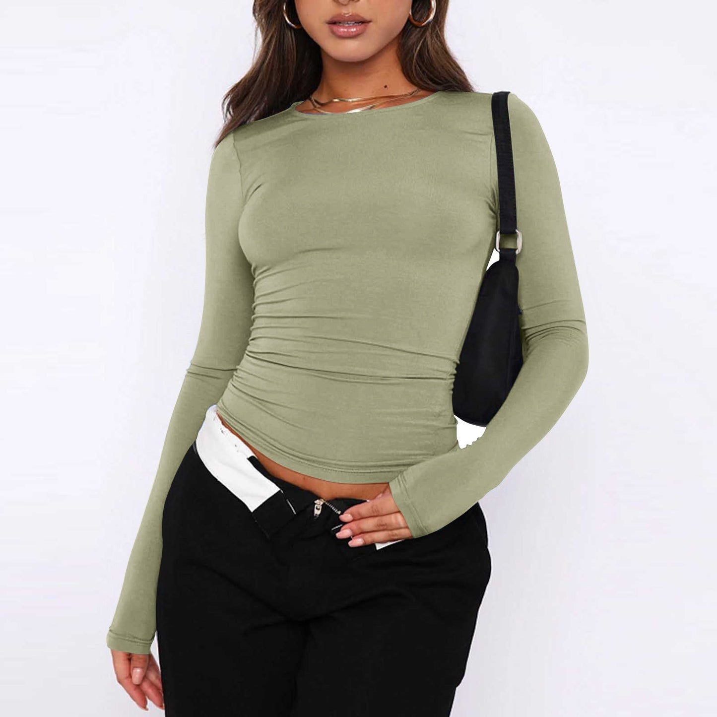 Benke Damen T-Shirt, unifarben, Rundhals, Langarm