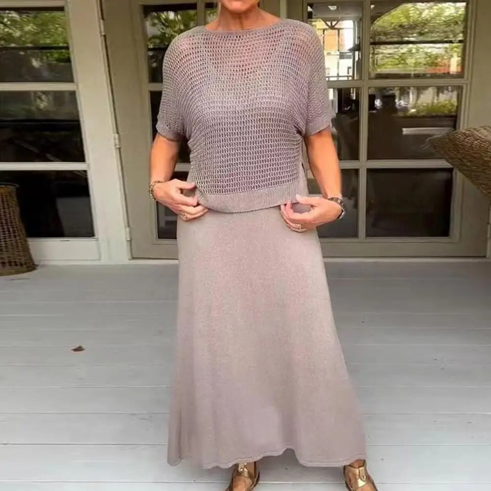 Zweiteiliges Kleid mit Hosenträgern und offener Bluse: Cordelia