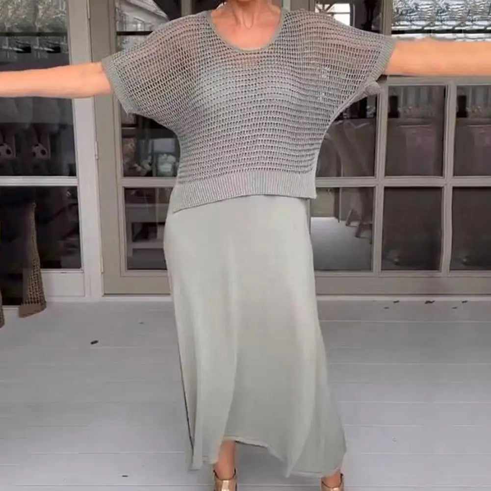Zweiteiliges Kleid mit Hosenträgern und offener Bluse: Cordelia