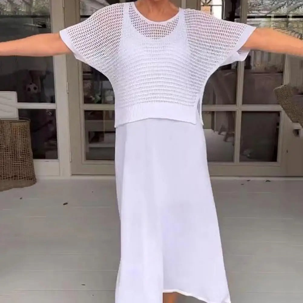 Zweiteiliges Kleid mit Hosenträgern und offener Bluse: Cordelia