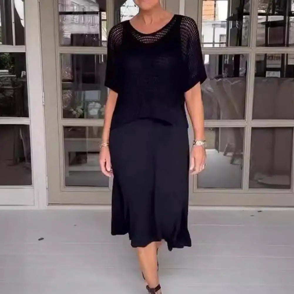 Zweiteiliges Kleid mit Hosenträgern und offener Bluse: Cordelia