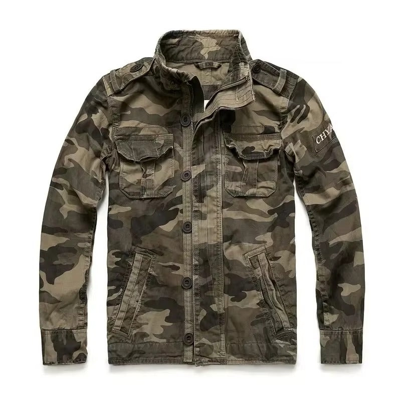 Veste Cargo M65 Rétro Denim Ultra Robuste Avec Poches Multiples Pour Aventures En Plein Air