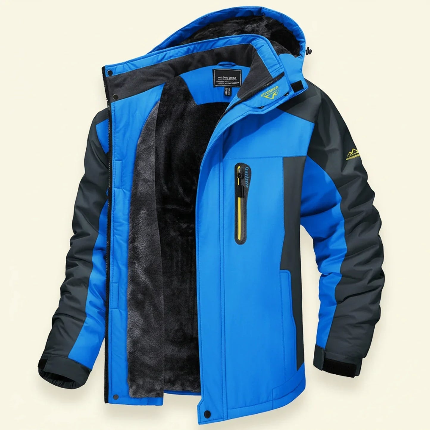 Veste Homme Imperméable Hiver Avec Capuche Doublure Polaire Amawinc Color Block Poches Multiples Résistante