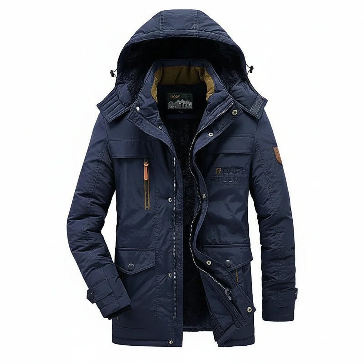 Parka Homme Hivernale À Capuche Inspirée Militaire Mi Longue Avec Fermeture Éclair Complète Et Multiples Poches Amawinc