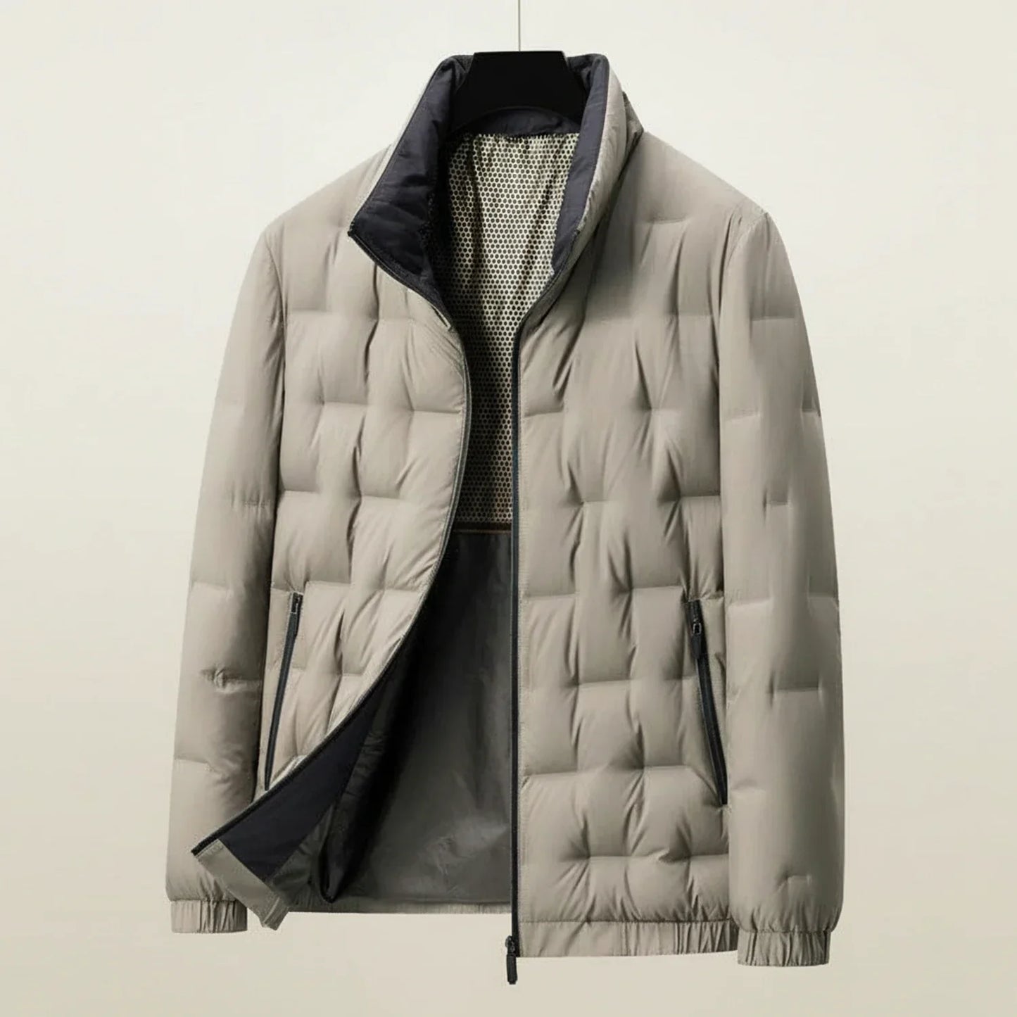 Doudoune Matelassée Légère Pour Homme Avec Col Montant et Poches Zippées Pour Port Quotidien Amawinc