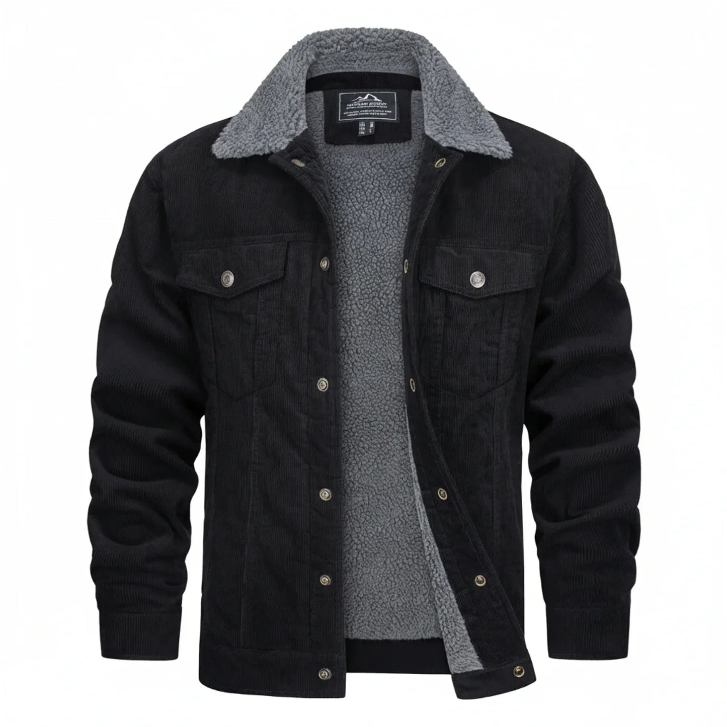 Veste Homme Corduroy Avec Doublure Sherpa Col en Sherpa Poches à Rabat Frontales Confort Vintage Style Urbain