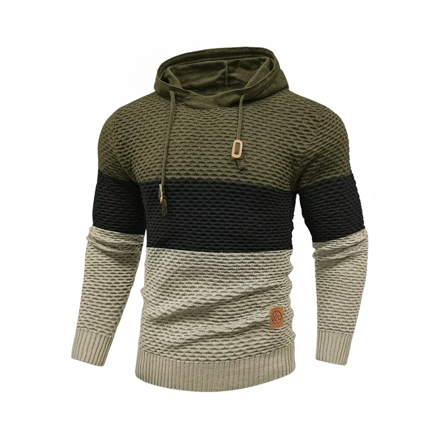 Amawinc Sweat À Capuche Homme En Maille À Rayures Bloc Couleur Avec Cordon Et Poignets Côtelés