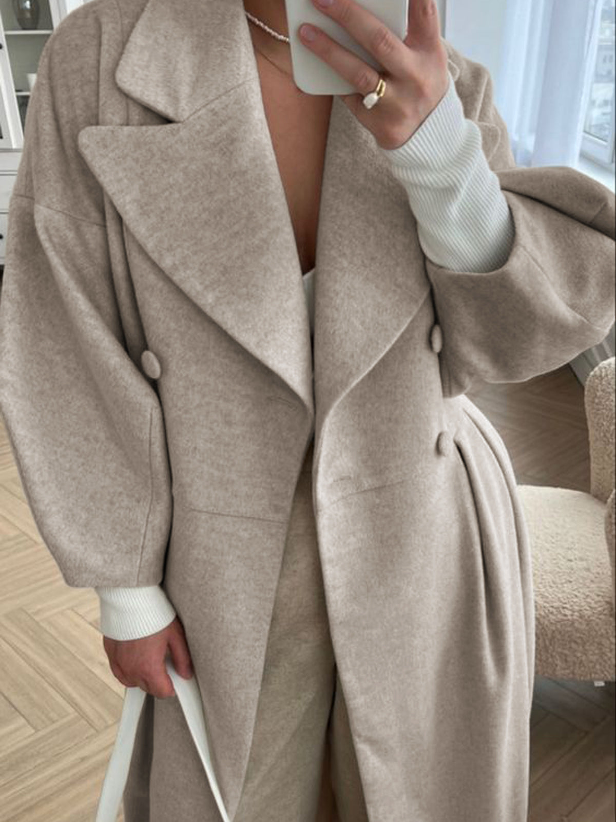 Manteau Trench Miss Paris Uni Polyester Décontracté Manches Longues Longueur Standard Pour Loisir
