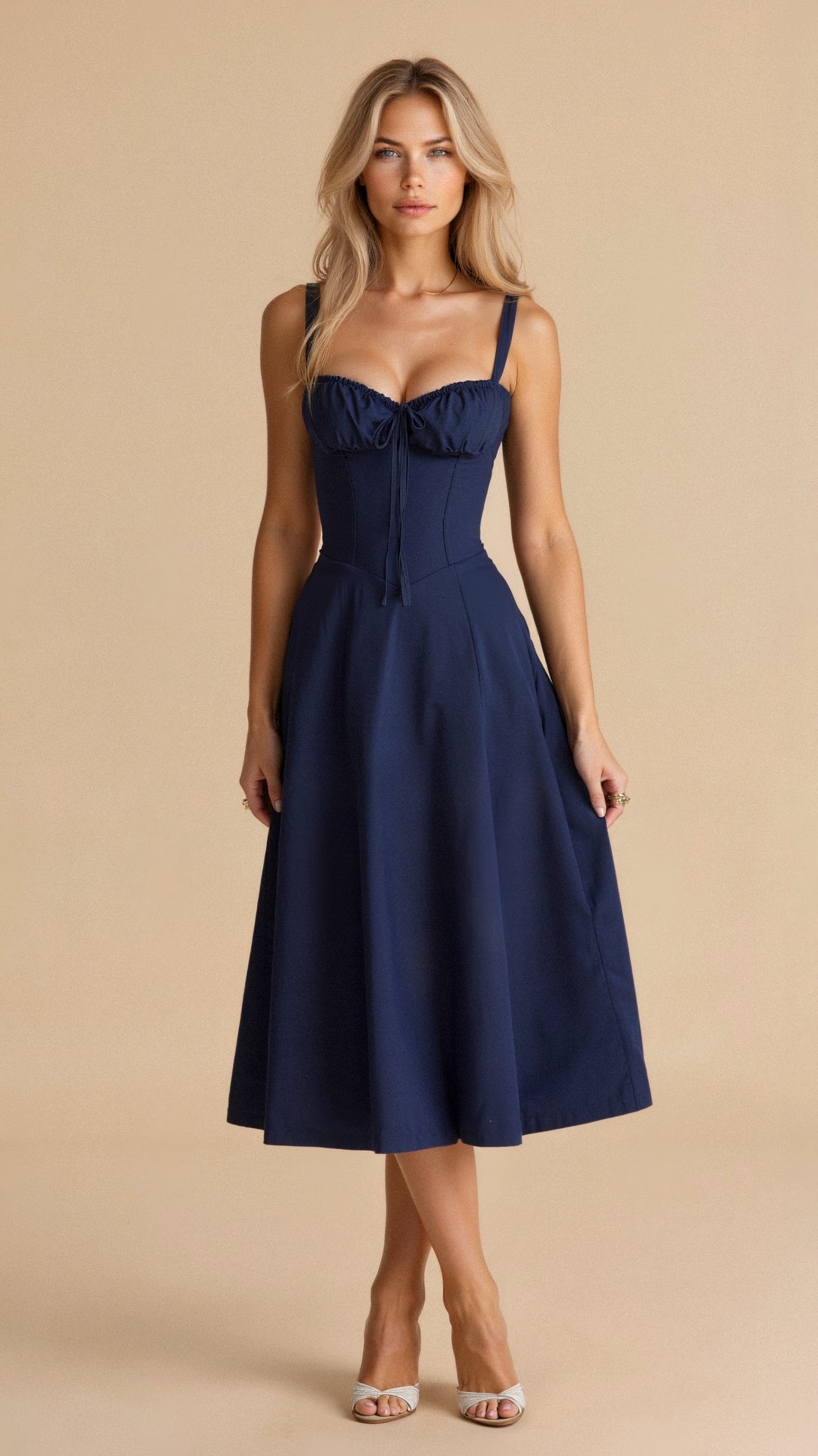 Sophie Robe Midi Corset Élégante À Taille Mise En Valeur Pour Événements Estivaux Romantiques