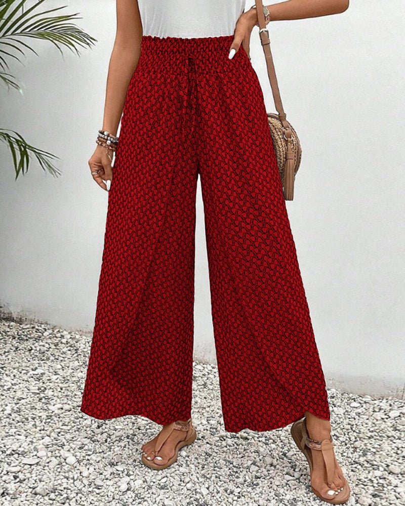 Pantalons Femme Taille Haute Élastique À Jambe Large Confort Quotidien Style Léger Et Aéré