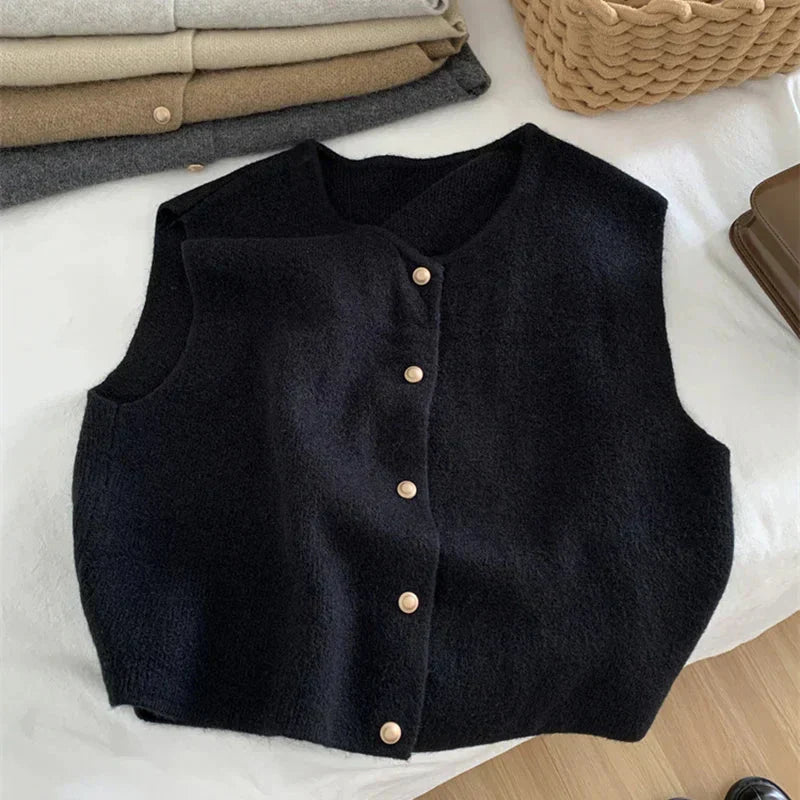 Ruby Amawinc Gilet Sans Manches Boutonné Femme Décontracté Pour Superposition Quotidienne Confort
