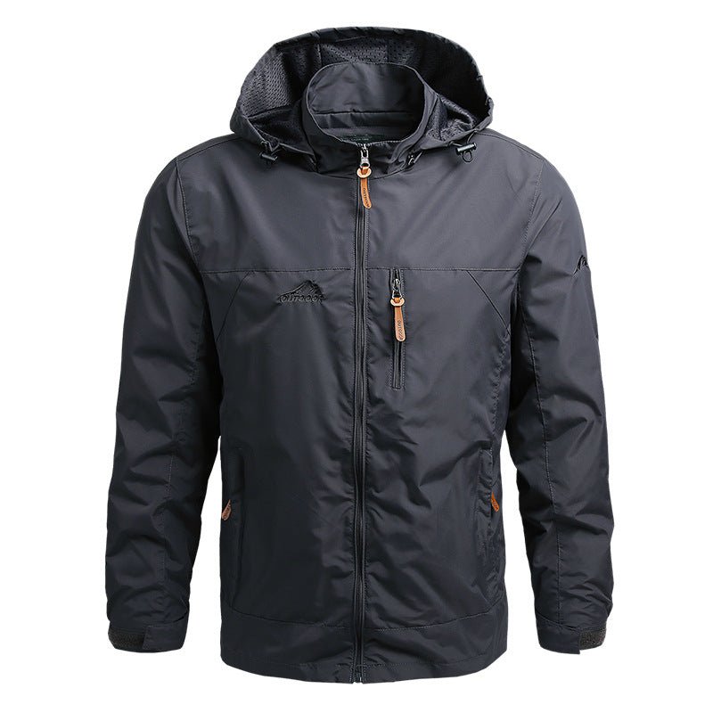 Veste Homme Plein Air Hydrofuge Avec Capuche Ajustable Poches Zippées Coupe Standard