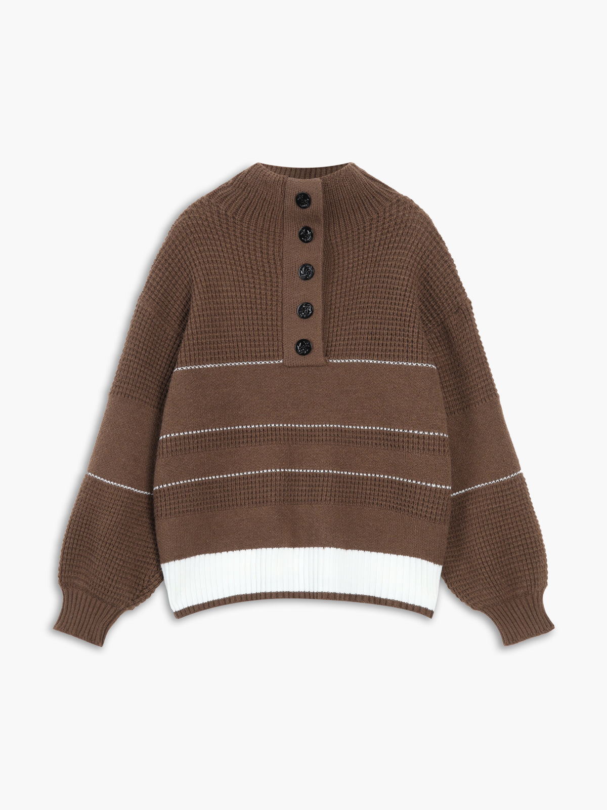 Pull Col Ouvert Boutonné En Maille Polyester Acrylique Pour Le Loisir Confort Quotidien