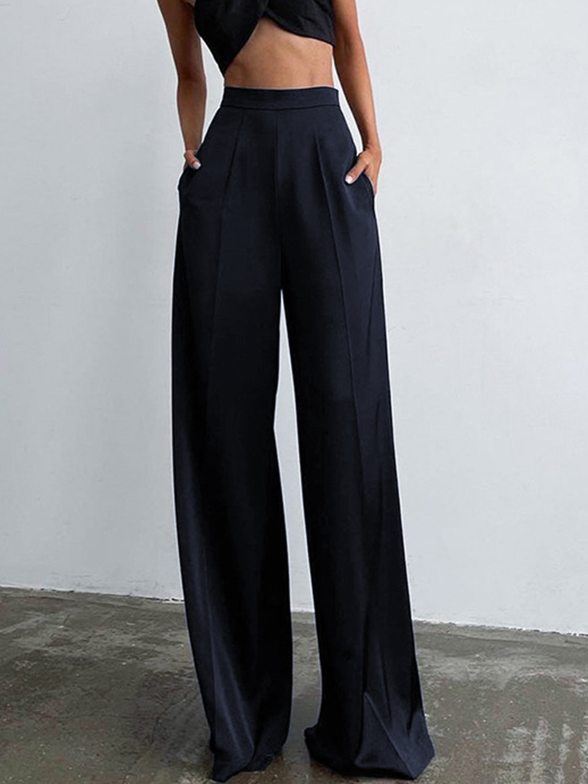 Pantalon Satiné Ample À Jambes Évasées Amawinc Pour Quotidien Décontracté Et Élégant En Polyester Durable