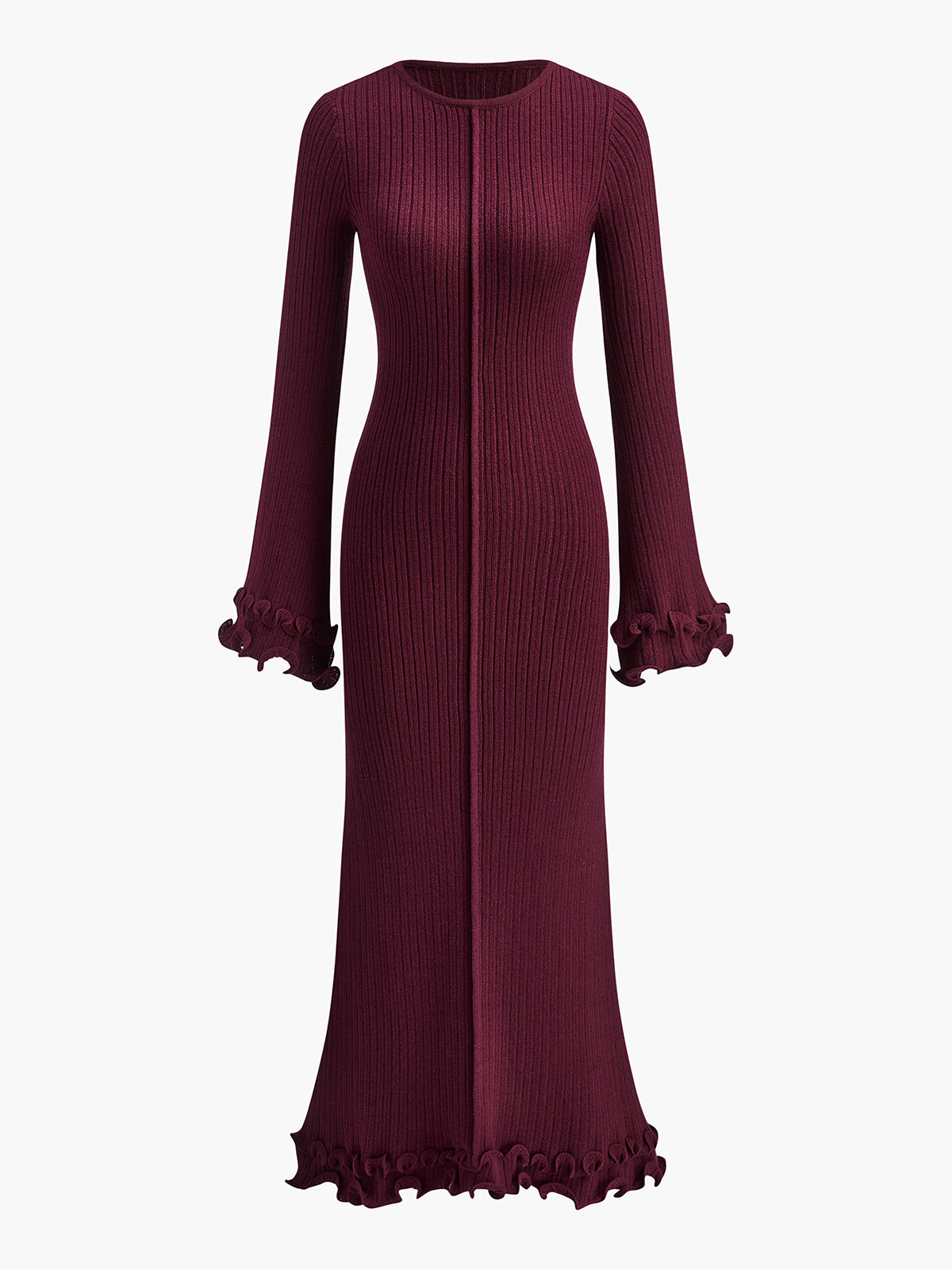 Robe Tricot Maxi Avec Piping Et Fronces À Cordon De Serrage Pour Mariage Vacances Amawinc