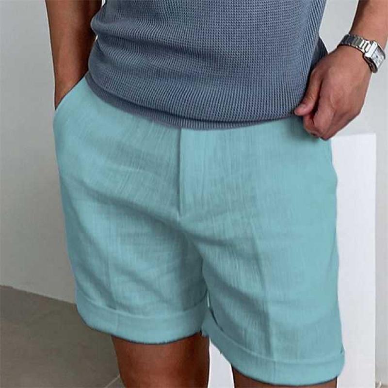 Shorts En Lin Pour Homme Coupe Décontractée Avec Jambes Retroussées Respirants Pour Été Confort Urbain