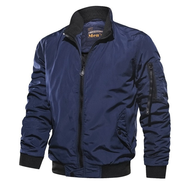 Veste Bomber Homme Résistante Au Vent Léger En Tissu Coton Coupe Décontractée Zip Et Bordures Côtelées Style Nordique