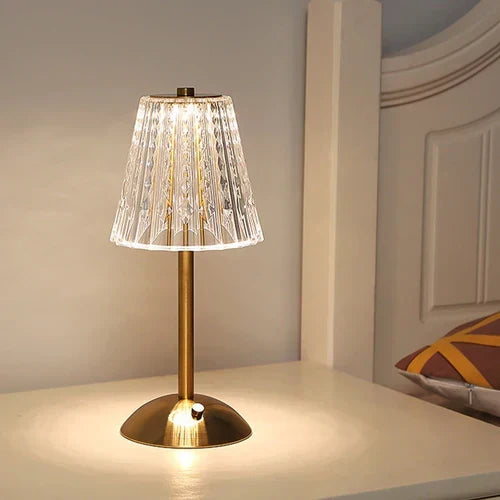 Tischlampe aus goldenem Kristall