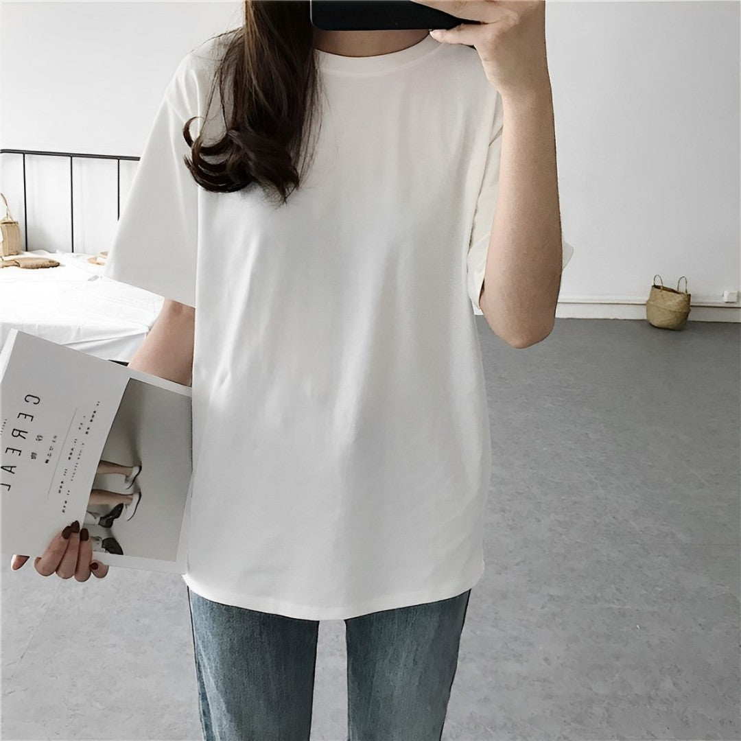 Alva Shirt – Einfarbiges V-Neck Lockeres Shirt