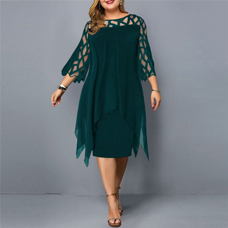 Elegantes Salome Midi-Kleid in großen Größen