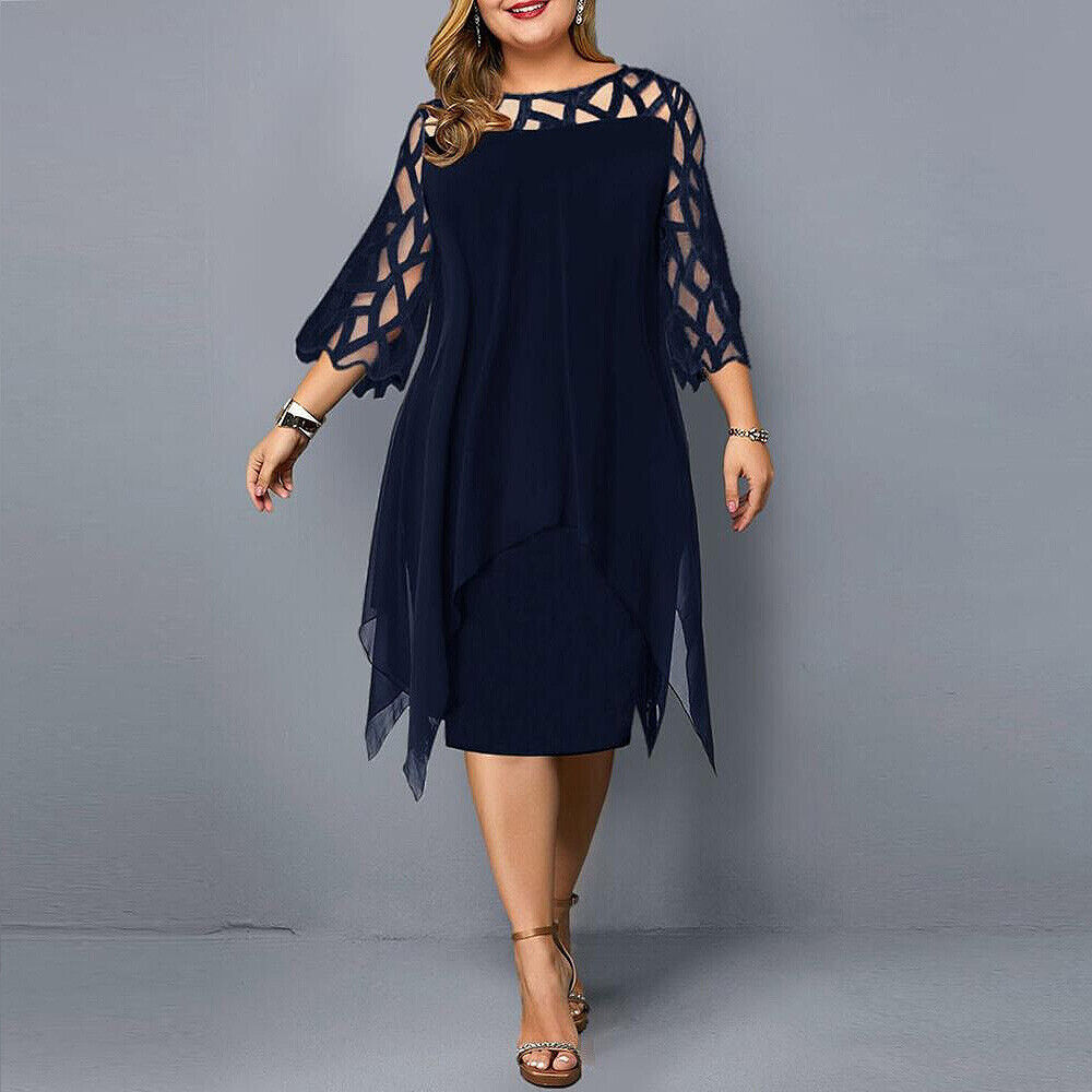 Elegantes Salome Midi-Kleid in großen Größen