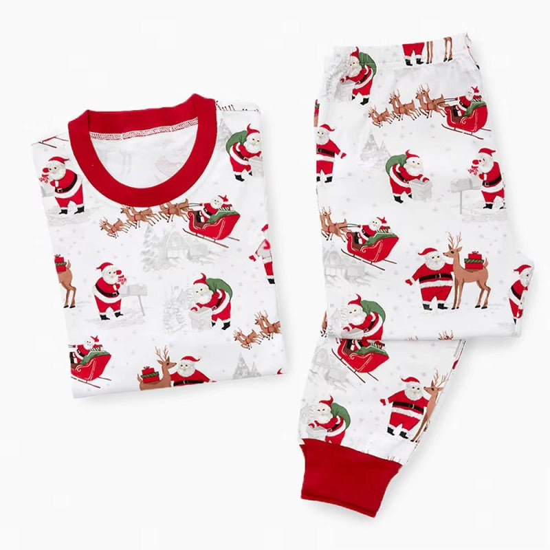 Pyjamas Famille Noël Imprimés Pour Parents et Enfants Coordonnés Confortables et Chaleureux