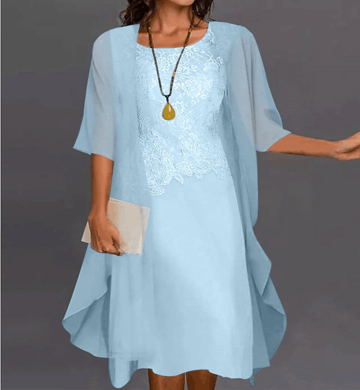 Robe Longue Élégante en Dentelle et Chiffon pour Mère de la Mariée Robe de Soirée Formelle