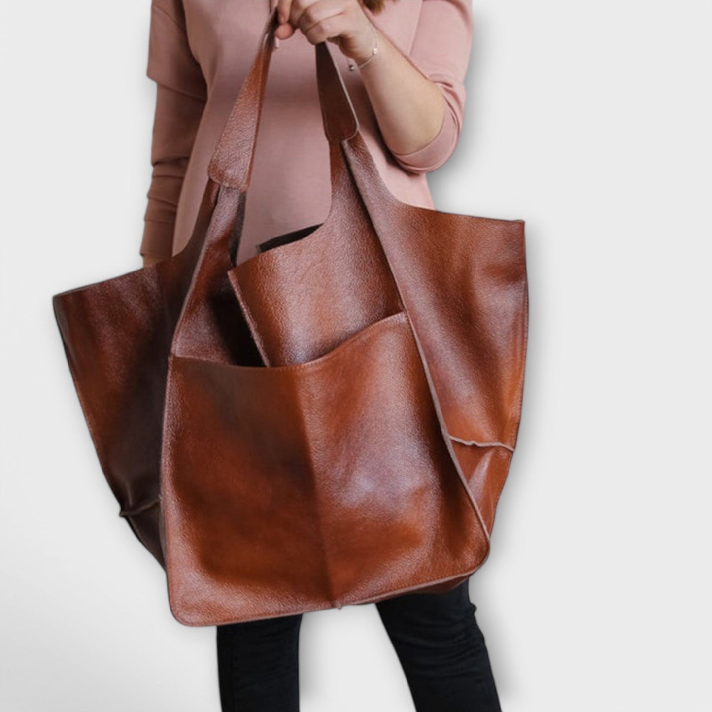 Amawinc Stella Tote Bag en Cuir Végan de Luxe avec Grand Intérieur pour Usage Quotidien
