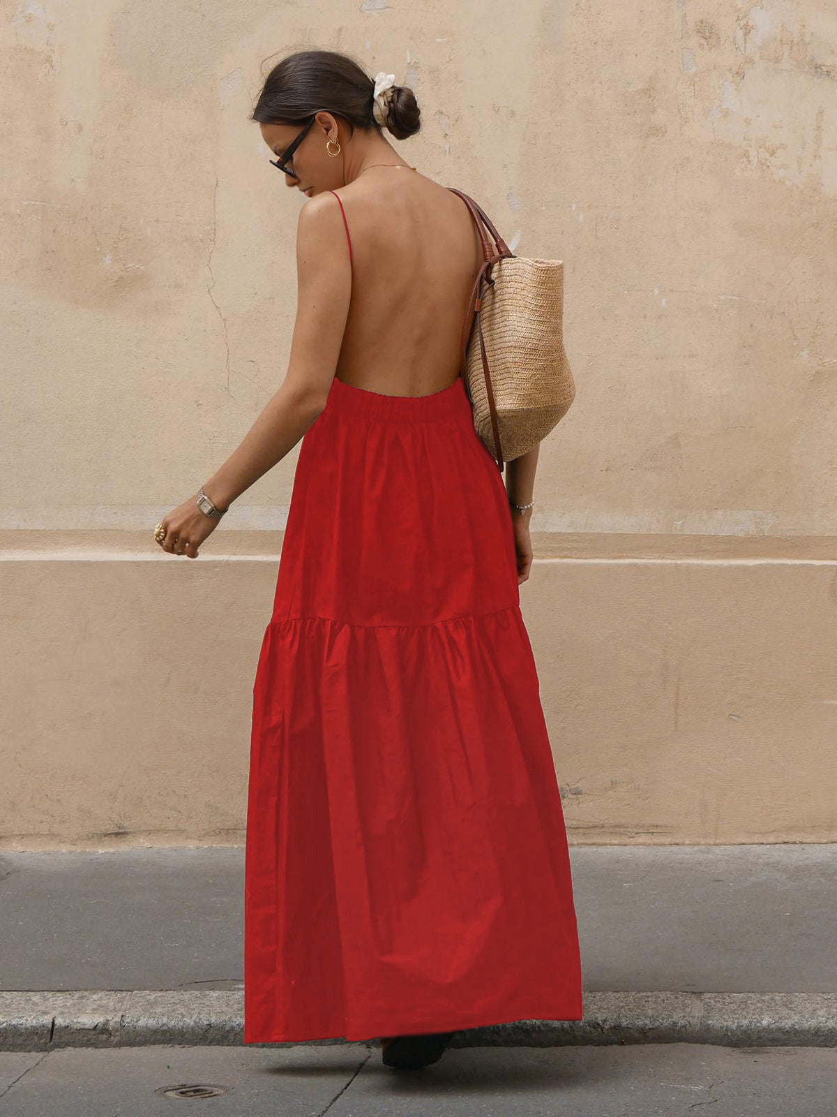 Robe Longue Sans Manches Dos Nu Maxi Léger Pour Été Vacances Amawinc Confortable