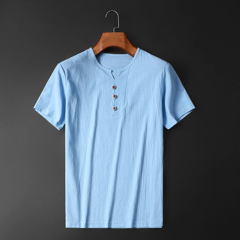 Baumwoll-Leinen Herren-Sommer-T-Shirt Kolja