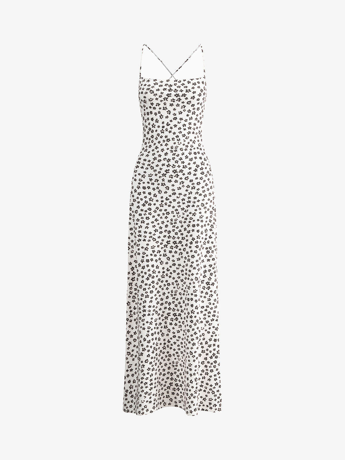 Robe Maxi Fluide Dos Nu À Fines Bretelles Imprimé Floral Croisée Longue Été Pour Vacances Et Plage