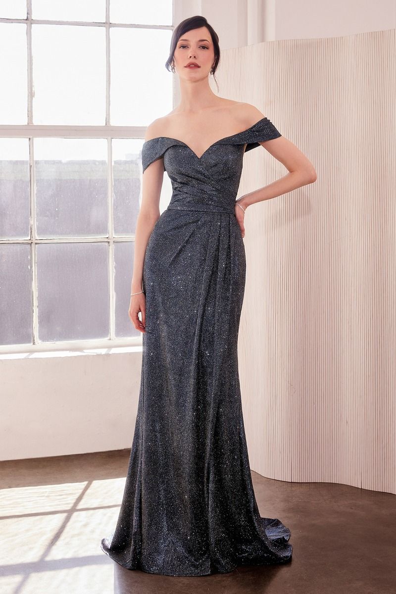 Robe De Soirée Longue À Épaules Dénudées Décolleté En Cœur Structuré Et Drapé Avec Fente Avant T605 LaDivine