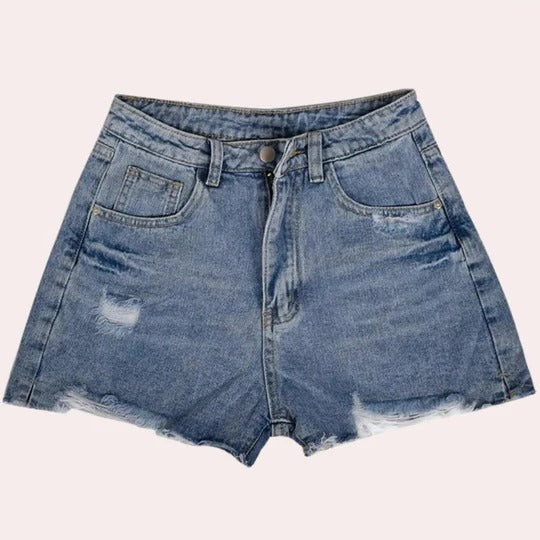 Shorts en Denim Pour Femme, Coupe Structurée et Lavage Léger, Confort Été Décontracté