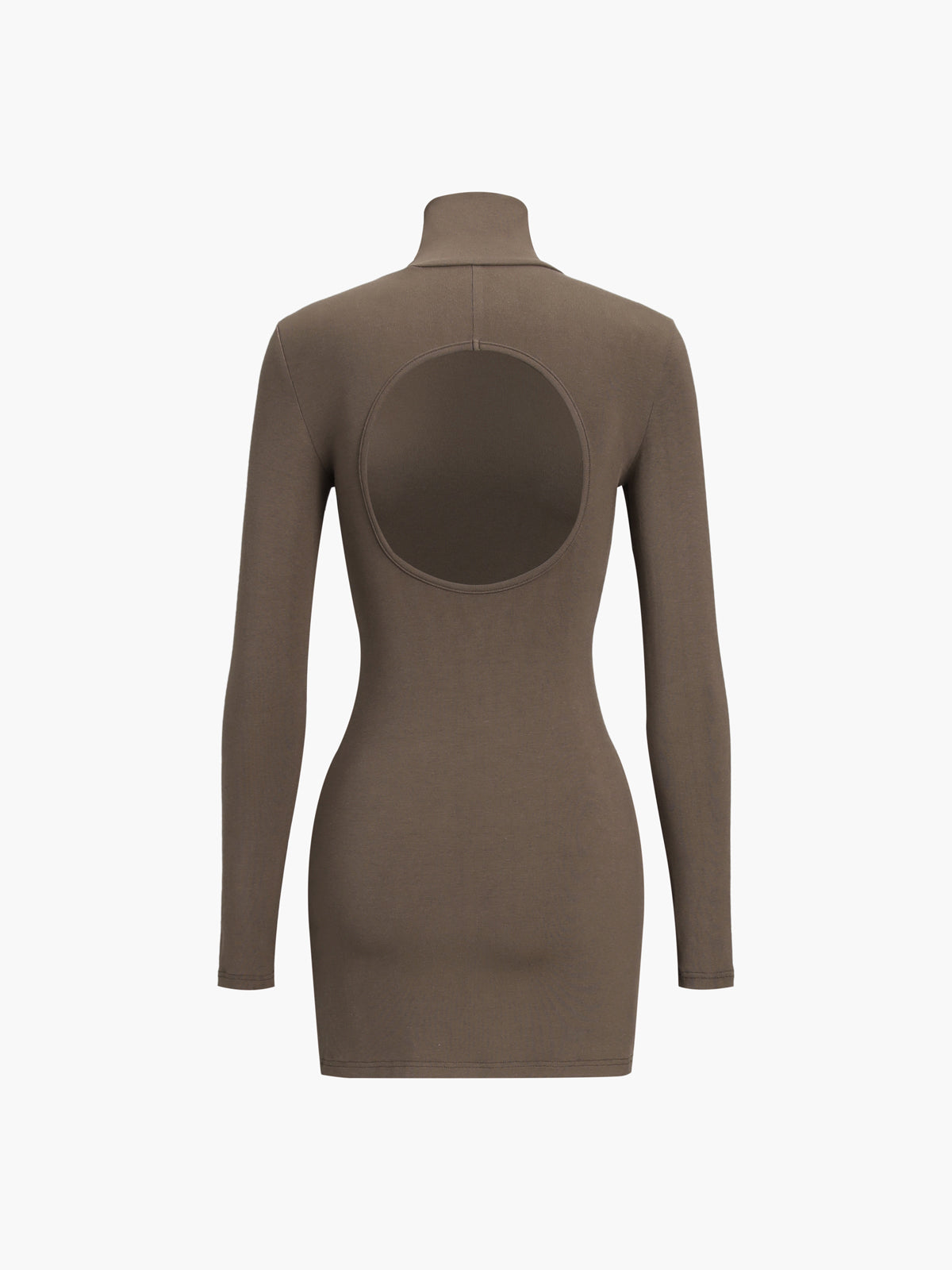 Robe Courte À Manches Longues Col Roulé Dos Nu Élégante Pour Le Bureau Au Dîner Amawinc