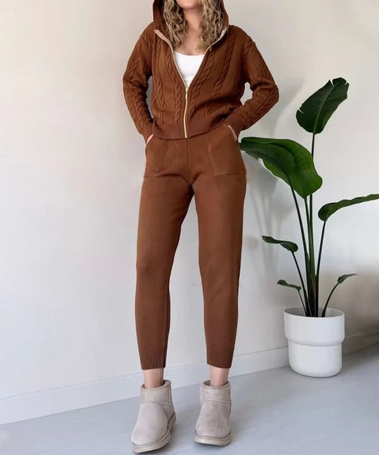Ensemble Deux Pieces Hiver Haut Et Bas Chaud Confortable Et Stylé Parfait Pour Femme