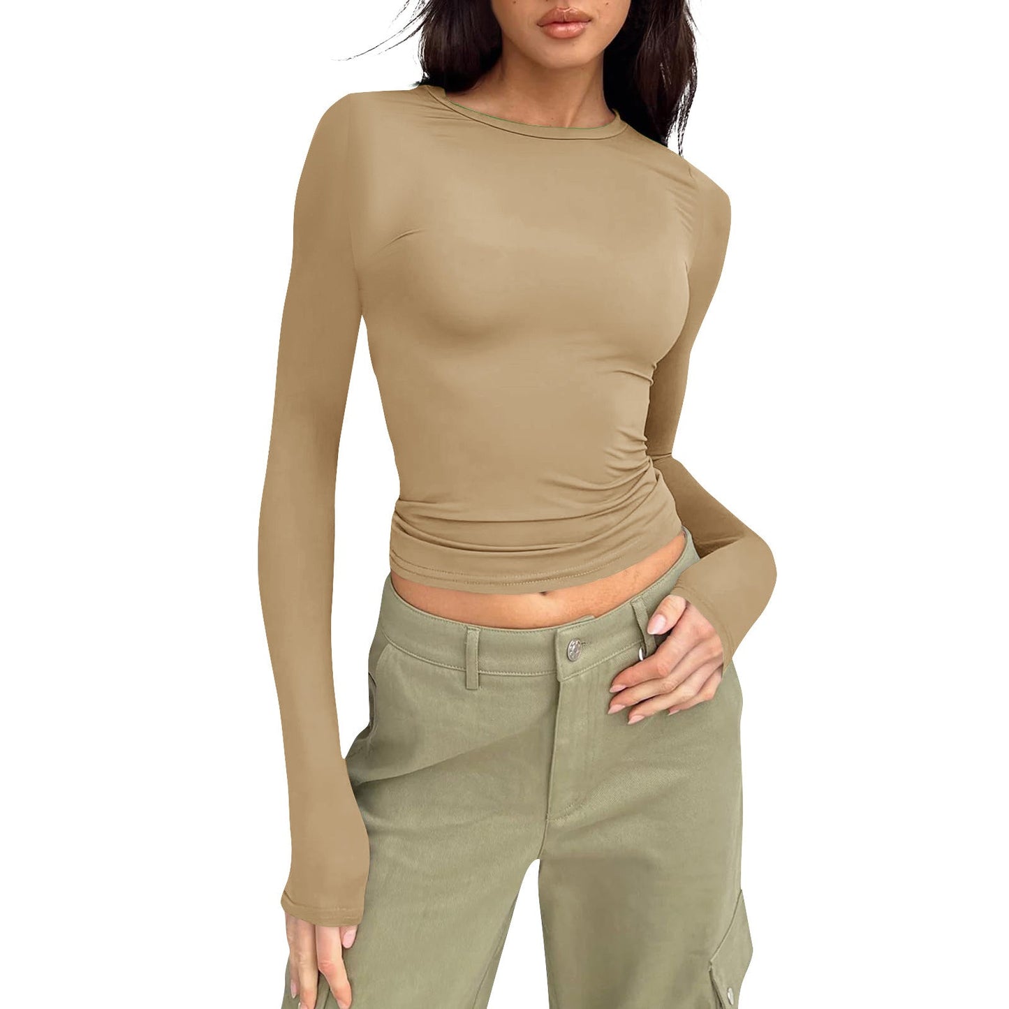 Benke Damen T-Shirt, unifarben, Rundhals, Langarm