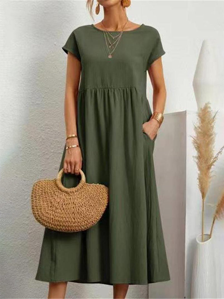 Einfaches Midikleid und Maxikleid aus Baumwolle und Leinen