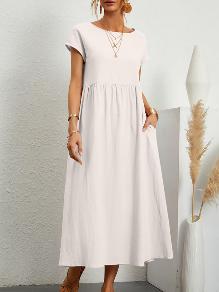 Einfaches Midikleid und Maxikleid aus Baumwolle und Leinen