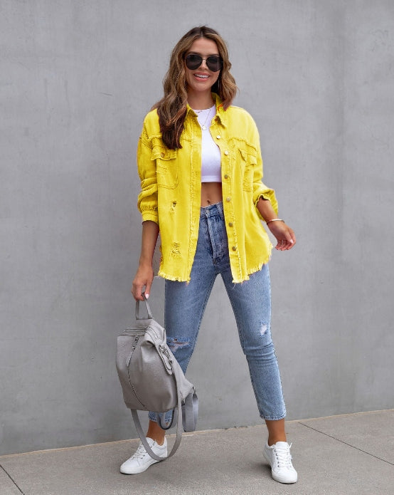 Amaya Damenjacke: Oversize-Modell mit Destroyed-Look