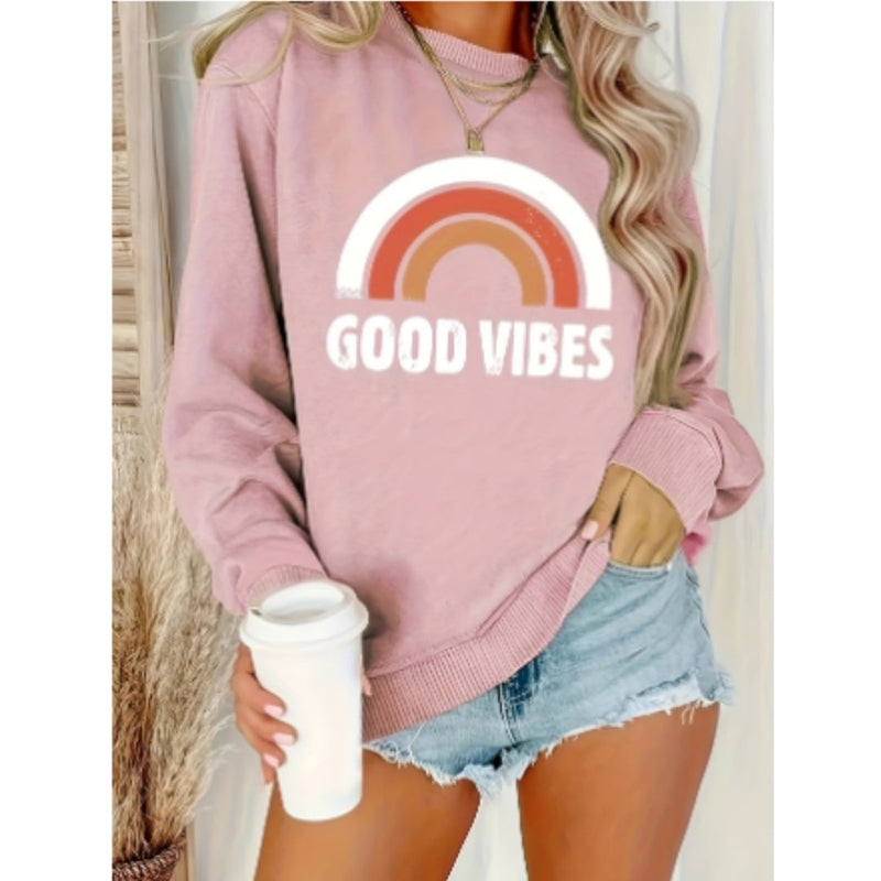 Damen Sweatshirt Lena mit lässigem Good Vibes Aufdruck