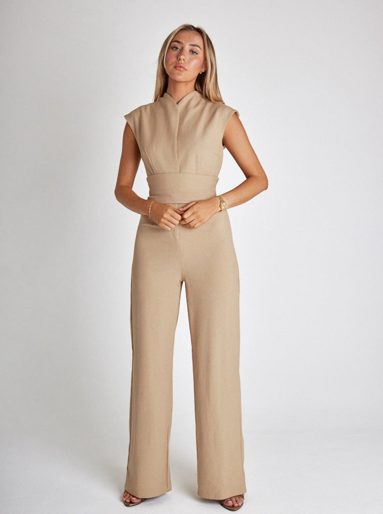 Combinaison Sans Manches Violet Femme Amawinc Ceinture Ajustable Pour Bureau Et Dîner Élégante Confortable