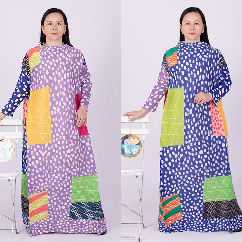 Robe Vivian À Plis Léopard Contraste Manche Longue Pour Femme Élégante Confortable Idéale Pour Soirée