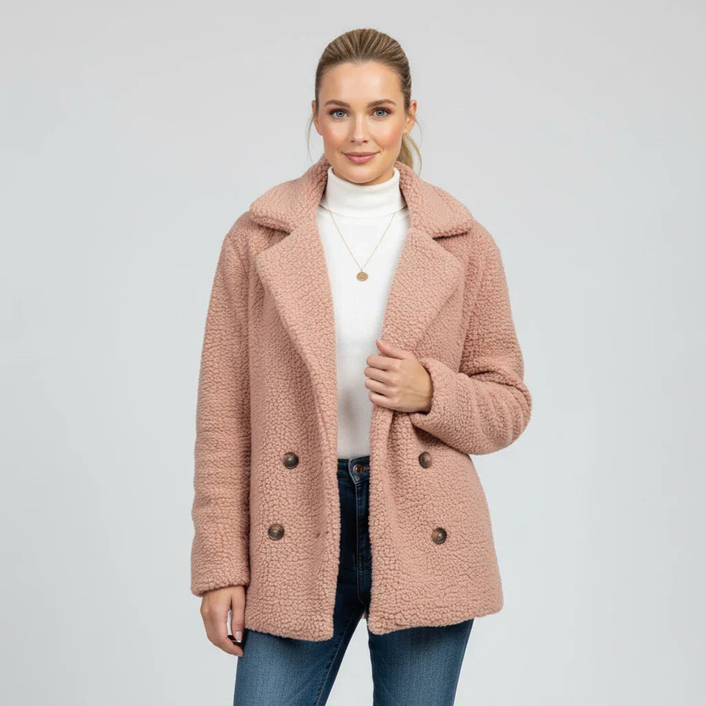 Veste Femme À Double Boutonnage Revers Cranté Et Poches Avant Longueur Hanches Élégance Polyvalente Bureau Temps Libre