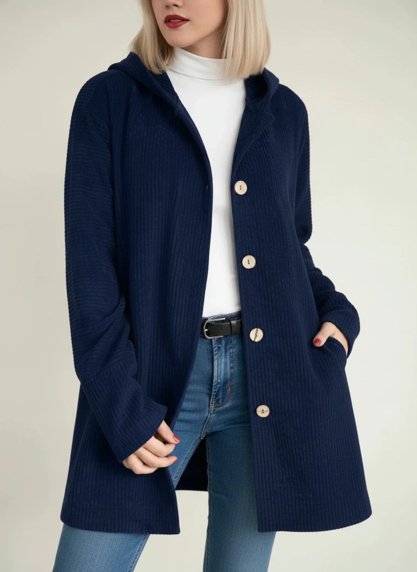 Veste Femme À Capuche Mi Longue Oversize Avec Boutonnage Devant Pour Un Style Décontracté Et Chaud