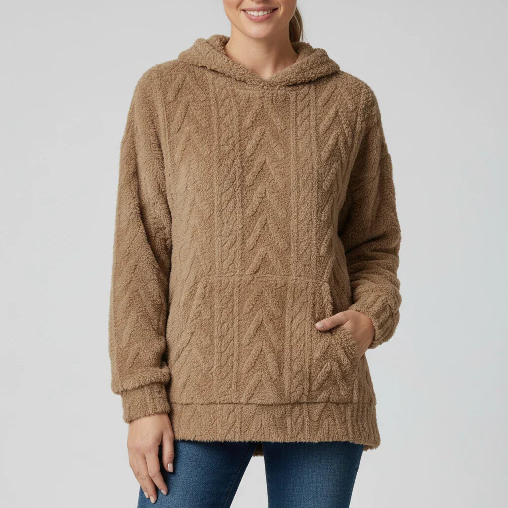 Pull À Capuche Pour Femmes Confortable Avec Poche Kangourou Et Design Texturé Pour Tous Les Jours