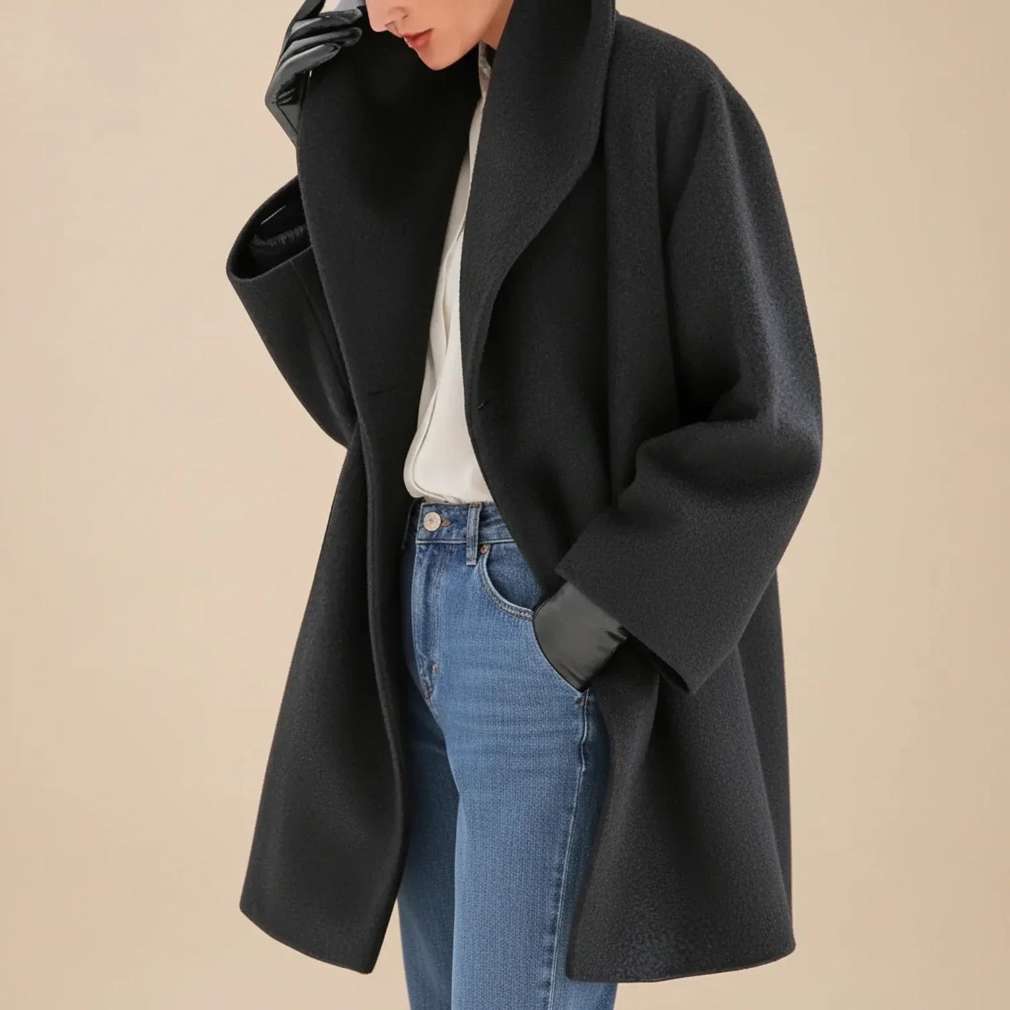 Amawinc Manteau Hiver Mi Long Pour Femme Avec Coupe Swing Moderne Col Large Et Doublure Chaude