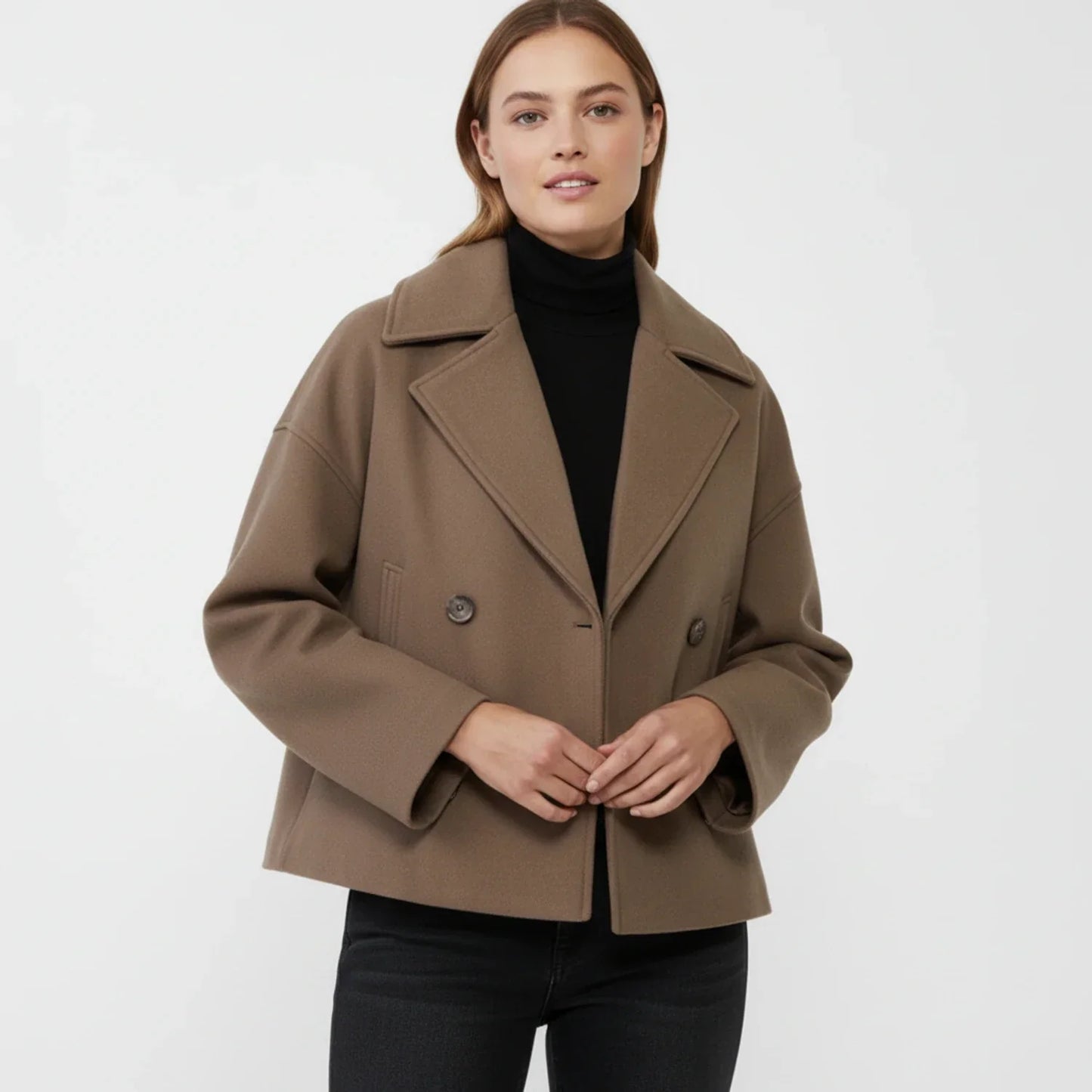 Manteau Croppé Style Trench Pour Femme Double Boutonnage Veste Chic Pour Toutes Saisons