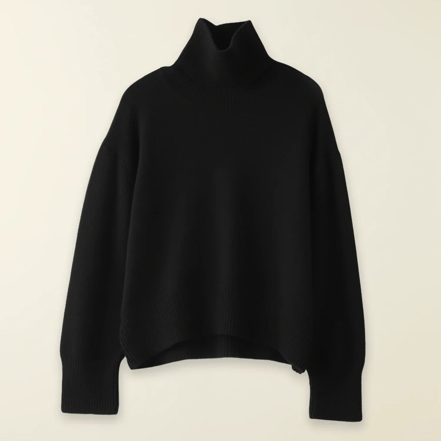 Pull Maille Oversize Femme Col Roulé Doux Côtelé Décontracté Pour Hiver Avec Ourlet Plus Long À L’Arrière